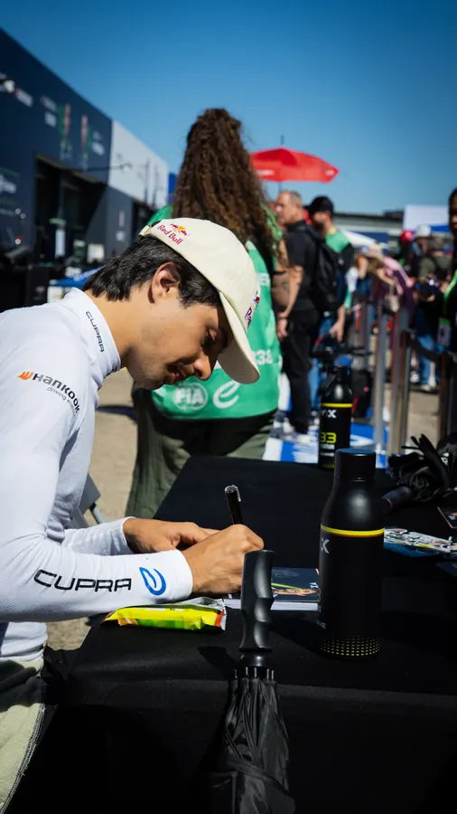 Formula E driver in the pit lane at the Berlin E-Prix