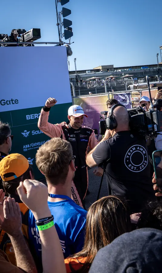 Photographers and fans crowding the Formula E paddock in Berlin