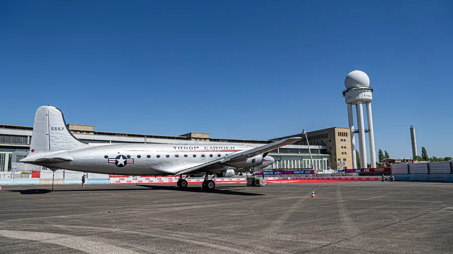Historic Douglas C-54 'Raisin Bomber' at the Tempelhof circuit during the Berlin E-Prix
