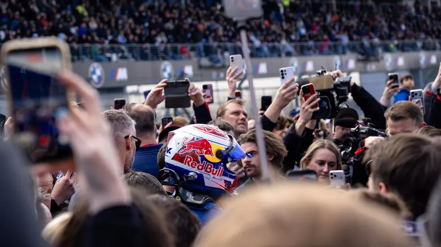 Max Verstappen's Red Bull helmet in the crowd, NLS Nürburgring